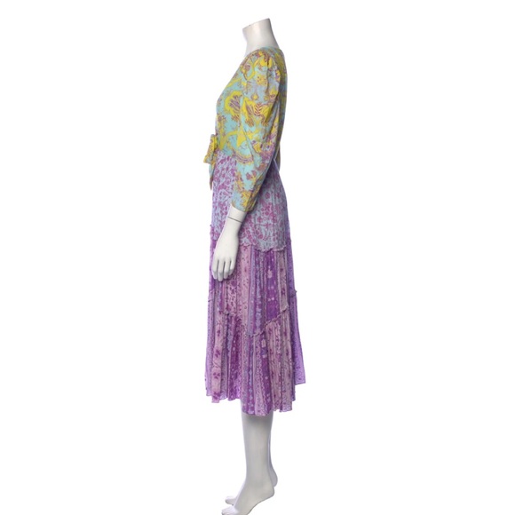 Hemant & Nandita tie front floral print color block midi sundress - Picture 5 of 7